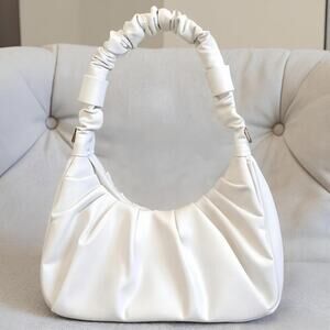 Bright White Ruched Mini Shoulder Bag NWOT